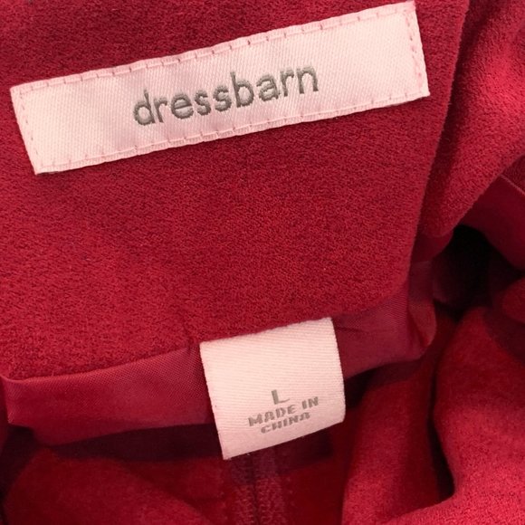 Dressbarn Red Suede Zipper Jacket Collared Pockets Large Lined Polyester Long Sl - Picture 2 of 16